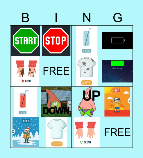 OPPOSITES BINGO!! Bingo Card