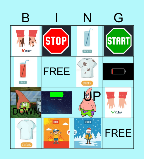 OPPOSITES BINGO!! Bingo Card