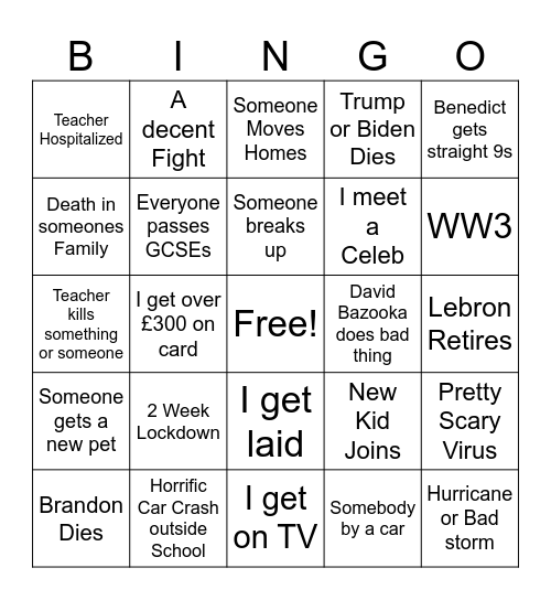 2026 Bingo Card