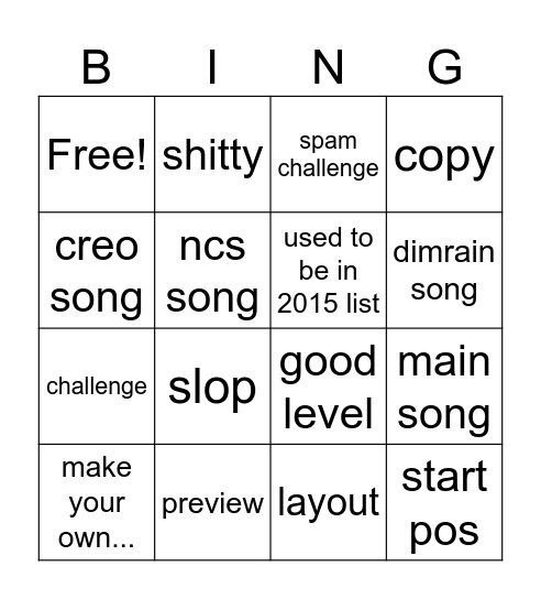 dih bingoo Bingo Card