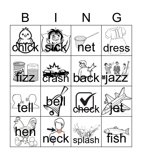 Unit 3 Spelling words short /e/ Bingo Card