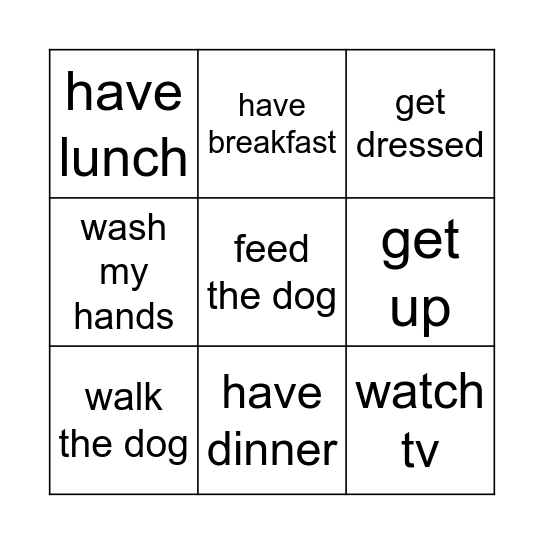 DAILY ROUTINE Bingo Card