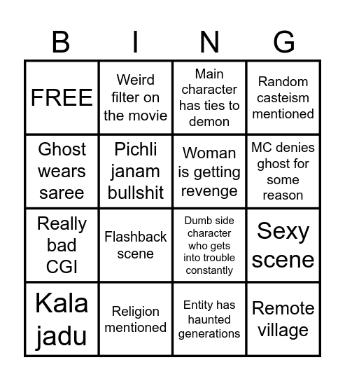 HINDI HORROR BINGO Card