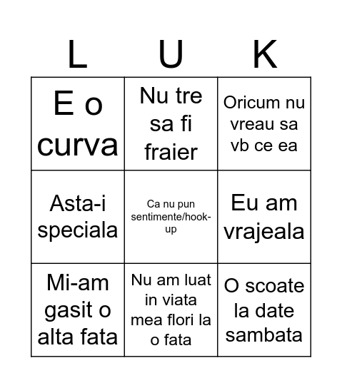 LucaVocale Bingo Card