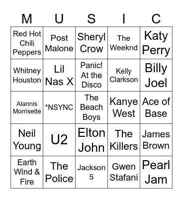 List #36 Bingo Card