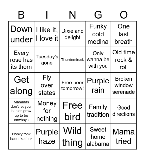 JP's Mix Bingo Card