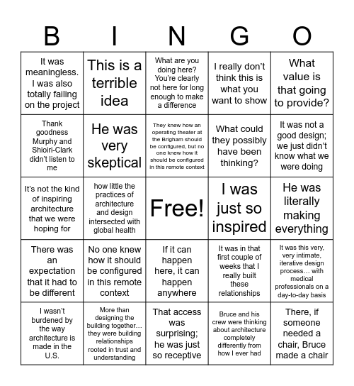 Chapter 1 Bingo Card