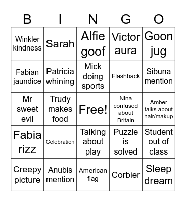 Anubis Bingo Card