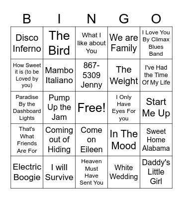 80s Wedding Favorites Bingo Card