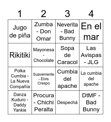 BINGO MUSICAL Bingo Card