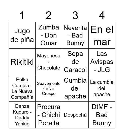 BINGO MUSICAL Bingo Card