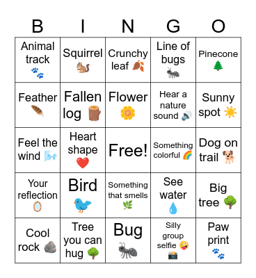Group Hike Bingo Card
