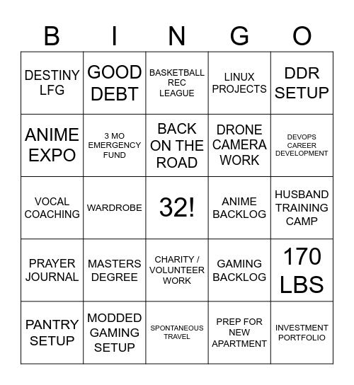 2026 Bingo Card