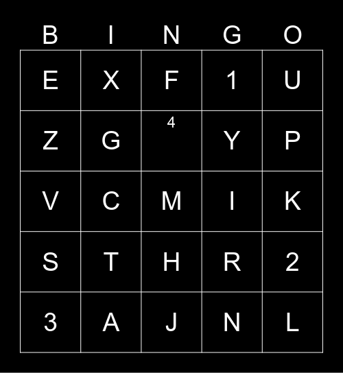 Maths bingo Card