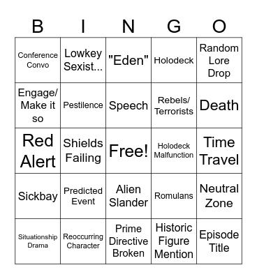 STAR TREK TNG Bingo Card