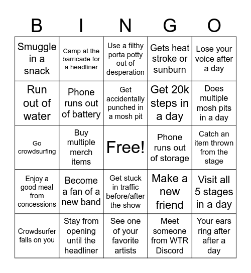 Welcome to Rockville Bingo Card
