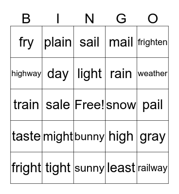 igh Bingo Card