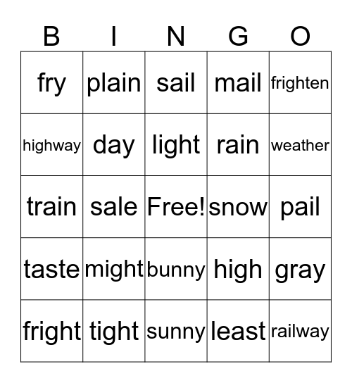 igh Bingo Card