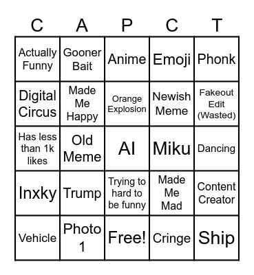 CapCut Bingo Card