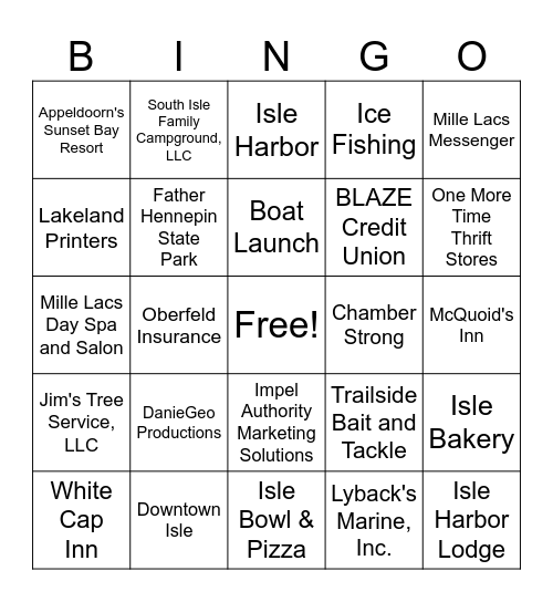 Spring Bling Isle Area Chamber Gala 2026 Bingo Card