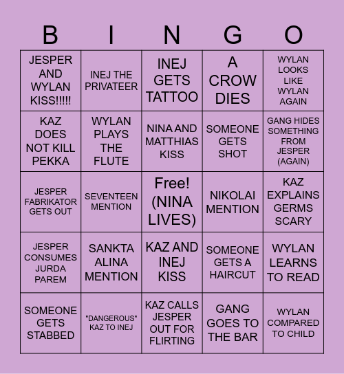 CROOKED KINGDOM BINGO Card