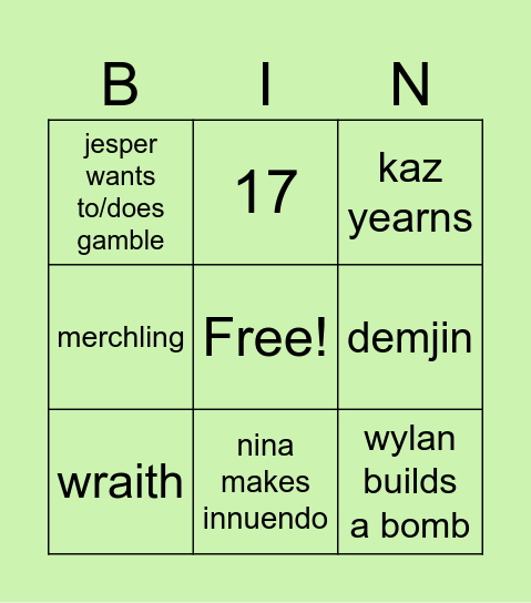 literally gonna happen Bingo Card