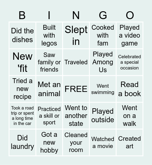 ~*Back from Spring Break BINGO!*~ Bingo Card