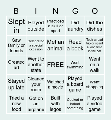~*Back from Spring Break BINGO!*~ Bingo Card