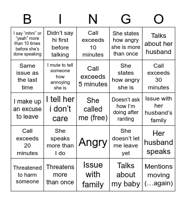 Danielle calls Bingo Card