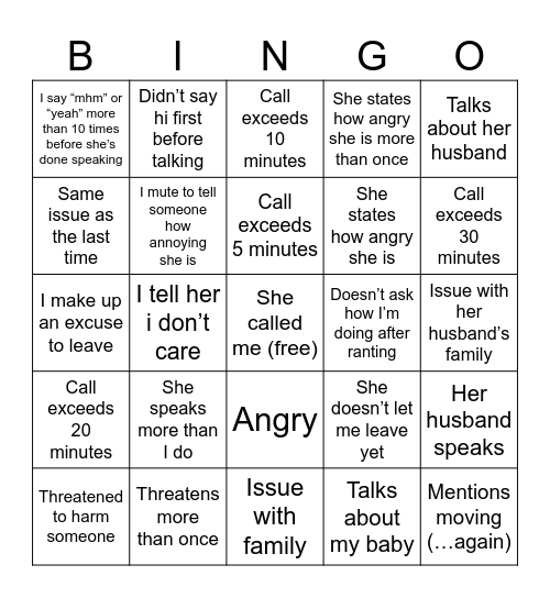 Danielle calls Bingo Card