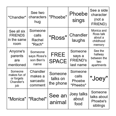 FRIENDS BINGO Card