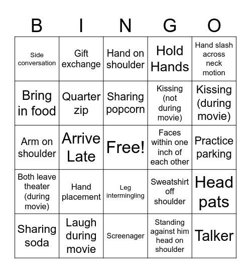 Ally+Keshav <3 Bingo Card