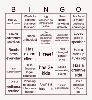 BUSINESS BINGO Card