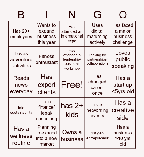 BUSINESS BINGO Card