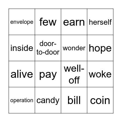 A Glass of Milk Bingo Card