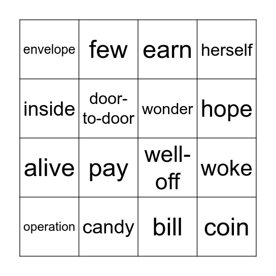 A Glass of Milk Bingo Card