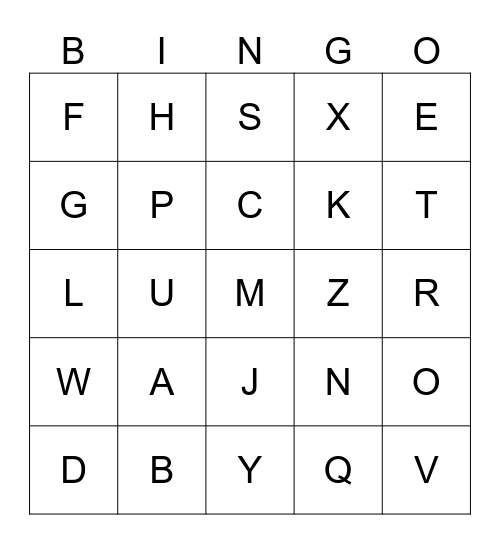 ABC FUN !!! Bingo Card