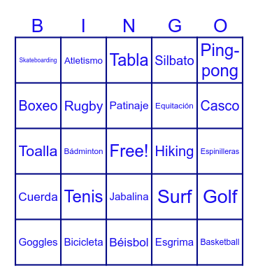 Sport Bingo Card