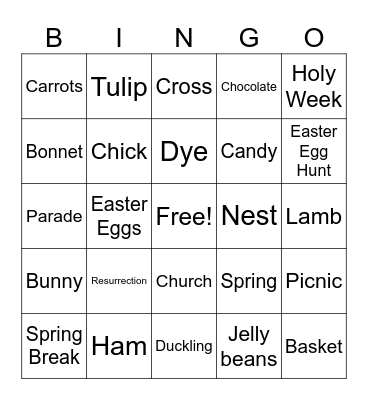 Easter Bingo Card