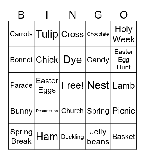Easter Bingo Card
