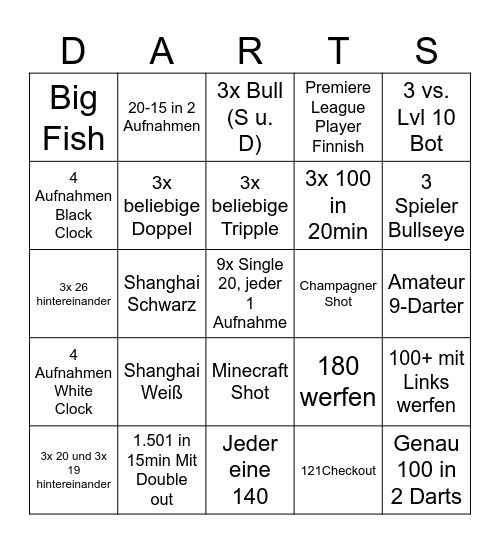 Dartnacht 🎯🎆 Bingo Card