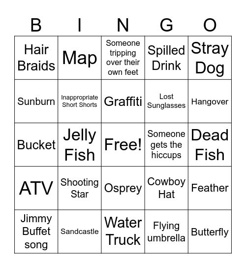 Beach Bingo Card