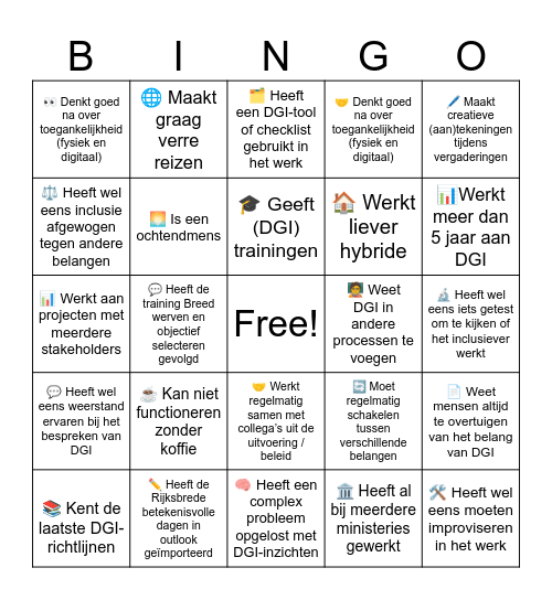 Kennismaking DGDOO & DGI Bingo Card