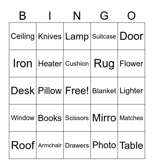 House Bingo Card