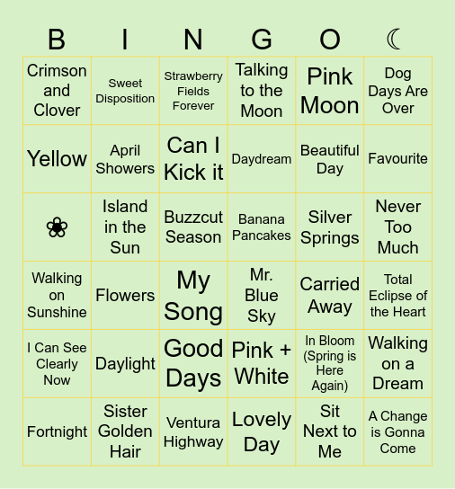 Songs about Spring/Eclipse ! Bingo Card