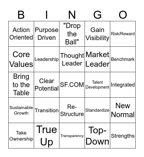 RM Acadamy Bingo Card