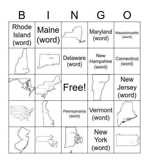 Northeast Region Bingo Card