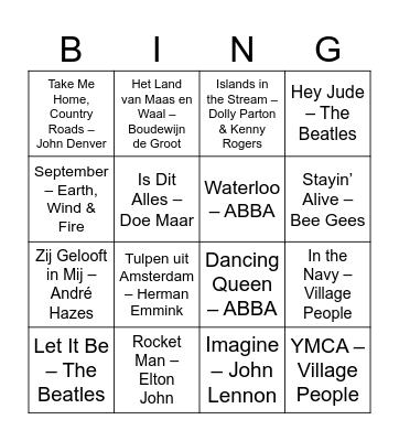 Muziek bingo Card