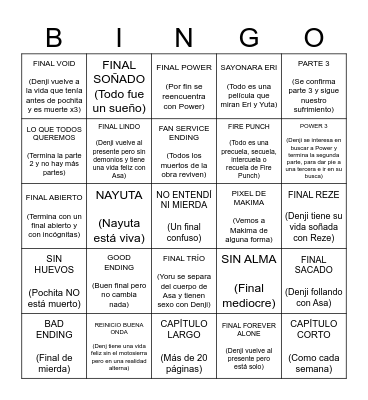 CHAINSAW MAN CAPÍTULO FINAL Bingo Card