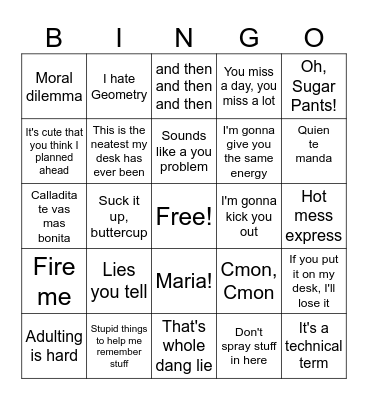 Did I Stutter? Bingo Card